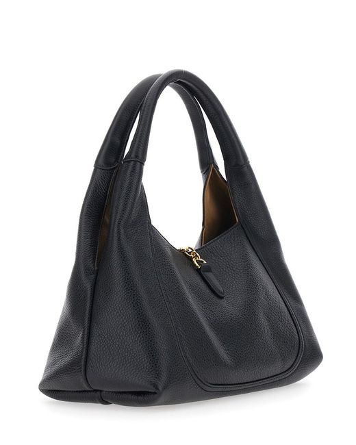 Gucci Black 'Softbit Large' Shoulder Bag With Maxi Metal Clamp