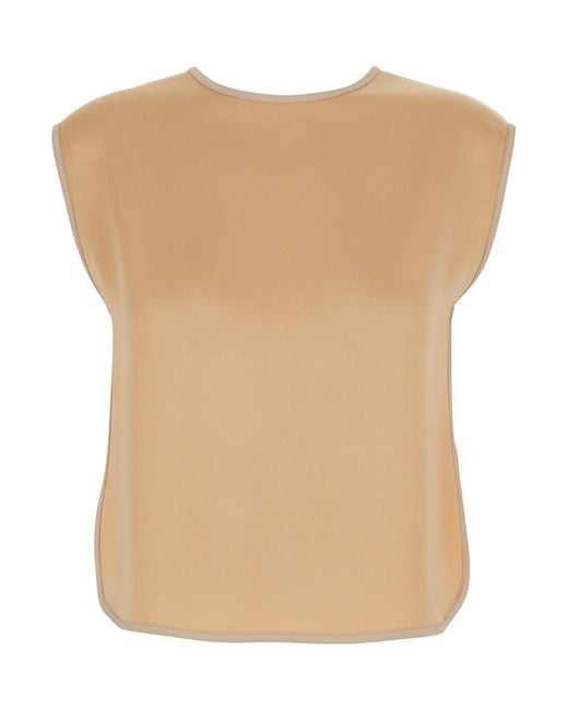 Forte_forte Natural Sleeveless Top With Rear V Neck