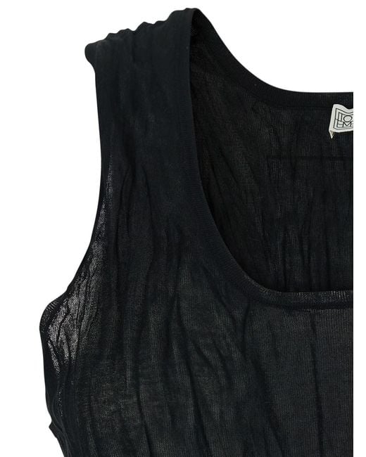 Totême Black Top 'Crinkled Knit'