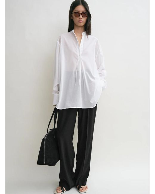 Totême White Cotton Shirt With Stand-Up Collar
