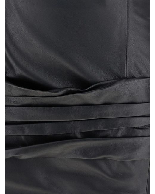 The Attico Black Sleeveless Off-Shoulder Midi Dress
