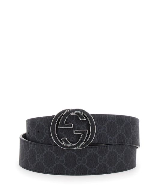 Gucci Black Reversible Belt With Interlocking G Buckle for men