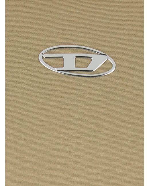 DIESEL Natural Crewneck T-Shirt With Front Logo for men