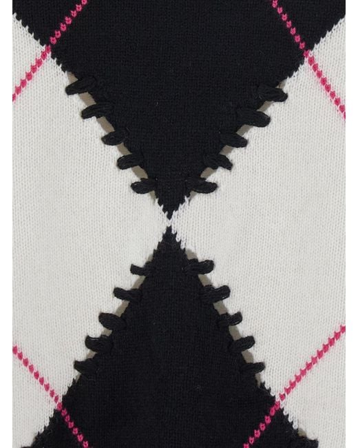 Pinko Blue 'Berna' Sweater With Argyle Motif And Perforated Details I