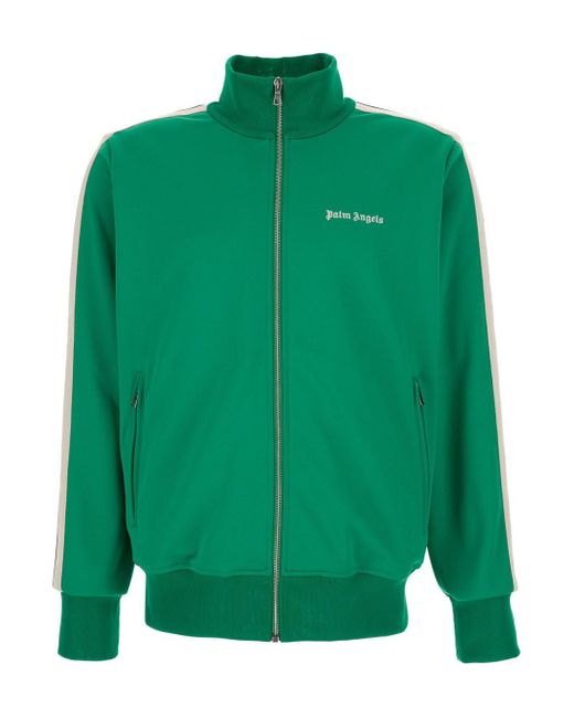 Palm Angels Green And Sweatshirt Wit Logo for men