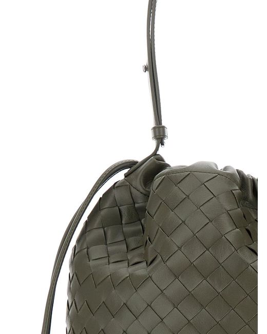 Bottega Veneta Black Shoulder Bag With Drawstring Closure And Intrecciato Motif for men