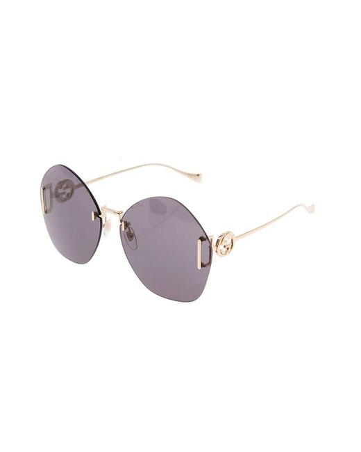 Gucci Purple Geometric-Frame Sunglasses
