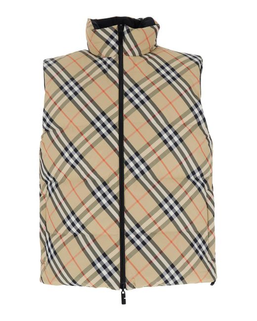 Burberry Sleeveless Vest With All Over Check Motif in White for Men Lyst UK