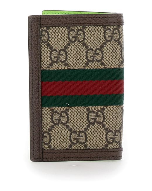 Gucci Gray 'Ophidia Gg' And Ebony Card-Holder With Web Detail for men