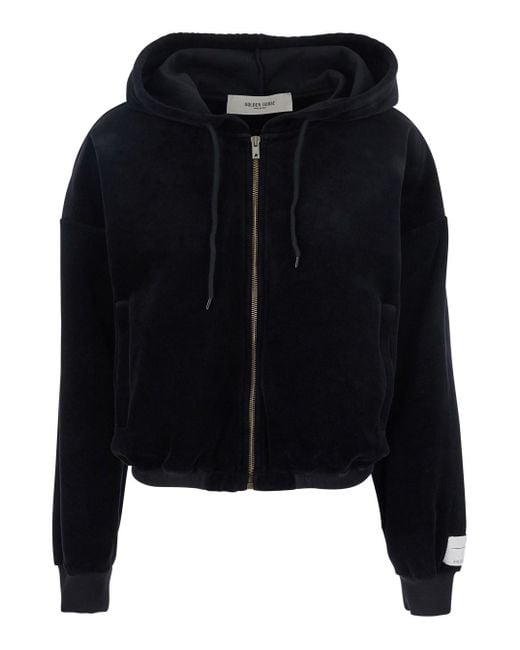 Felpa Con Cappuccio Fisso E Patch Logo Sulla Manica di Golden Goose Deluxe Brand in Black