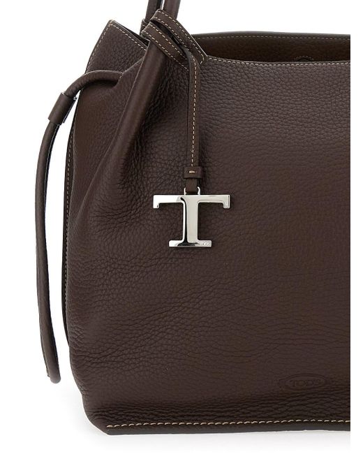 Tod's Black Shoulder Bag With Two Top Handles And Drawstring Closure I