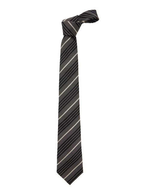 Cravatta Con Motivo A Righe All-Over di Saint Laurent in White da Uomo