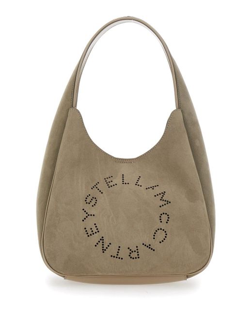 Borsa A Spalla Con Maxi Logo Lettering Sul Fronte In di Stella McCartney in Gray