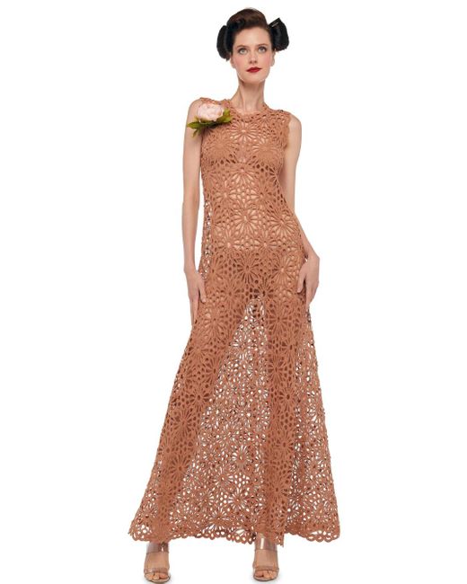 Norma Kamali Natural Swing' Long Dress With Perforated