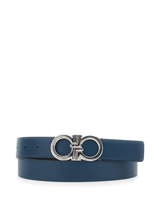 Ferragamo White Reversible Belt With Gancini Buckle for men