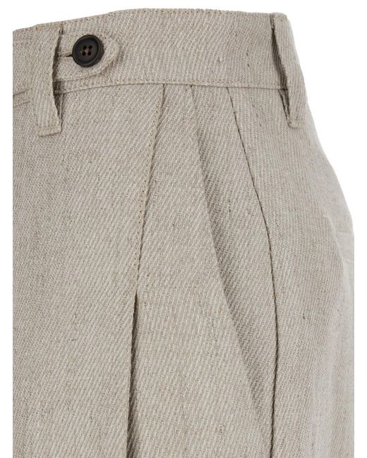 Brunello Cucinelli Gray Pants With Hidden Front Closure And Applied Buttons