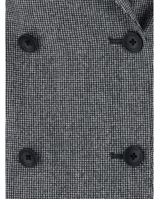 Tagliatore Gray Dress With Lapel Collar And Long Sleeves