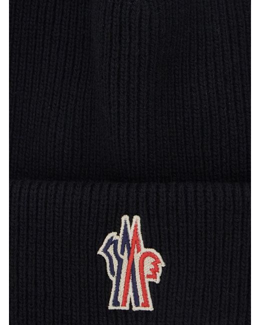 Moncler Blue Beanie With Logo Patch On The Front