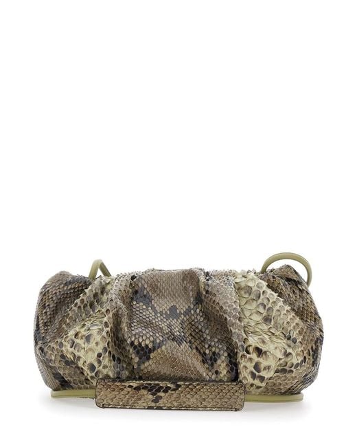 Biaggini Gray Pillow Is A Clutch With Python Details And Multicolored Color