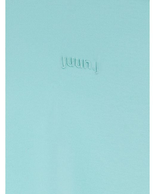 Juun.J Blue T-Shirt With Logo Embroidered On The Front And Print for men