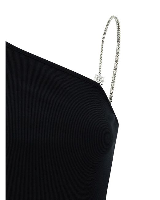 Givenchy Black One-Shoulder Top With 4G Chain