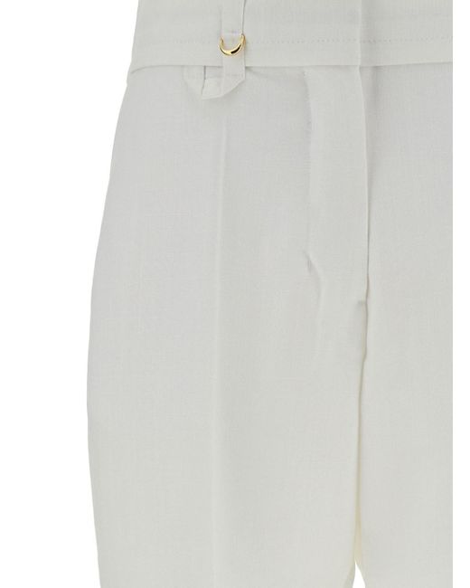 Jacquemus 'le Pantalon Tibau' White Tailored High-waisted Pants In Cotton Woman