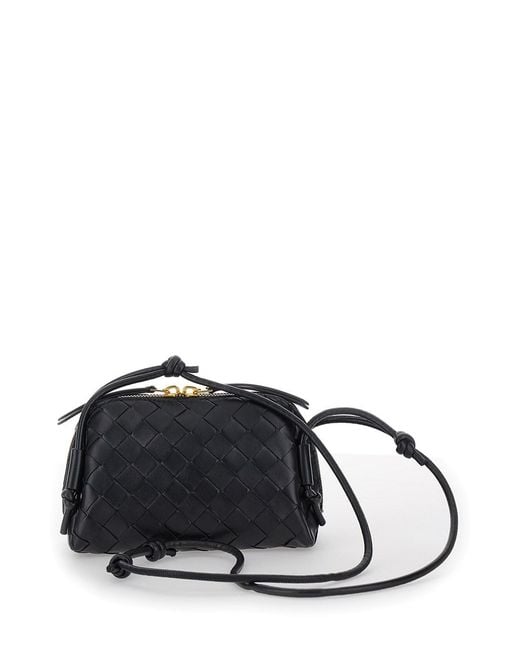 Bottega Veneta Black Concert Crossbody Bag With Intreccio Motif