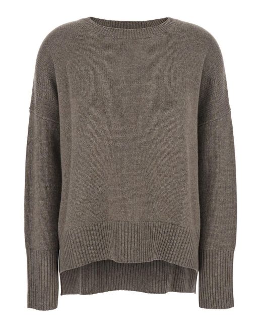 Lisa Yang Gray 'Mila' Sweater With Ribbed Trim