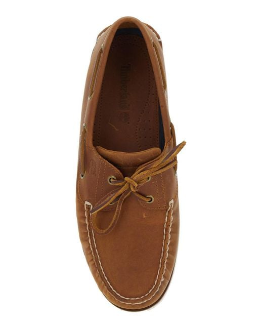 Timberland Brown Loafers With Bow Detail On The Front And Embossed Logo On The Side for men