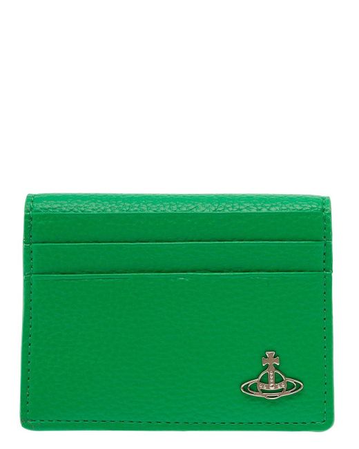 Vivienne Westwood Green Befold Card Holder With Orb Logo