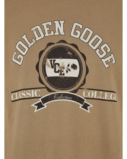 Golden Goose Deluxe Brand Natural Crewneck Sweatshirt With Maxi Print On The Front for men