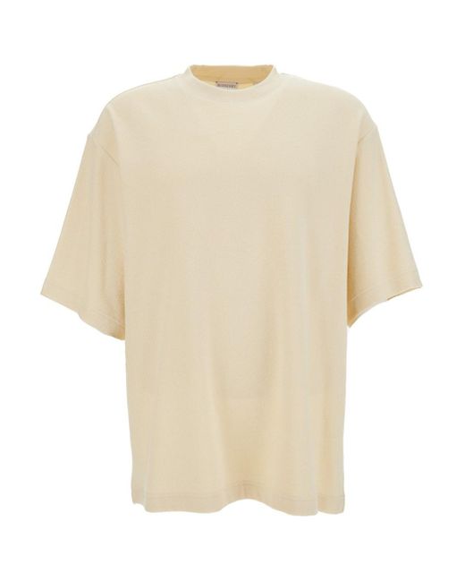 Burberry Natural Crewneck T-Shirt With Equestrian Knight Print for men