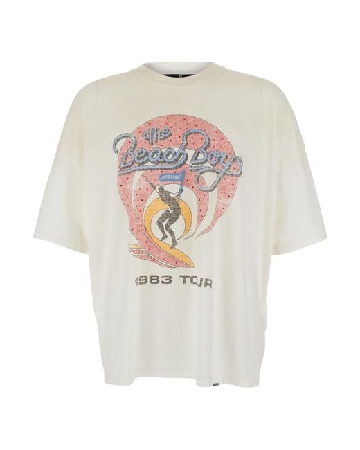 Represent White T-Shirt With Chest Logo And Back Patch for men