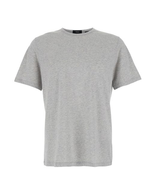 T-Shirt Girocollo Basic di Theory in Gray da Uomo