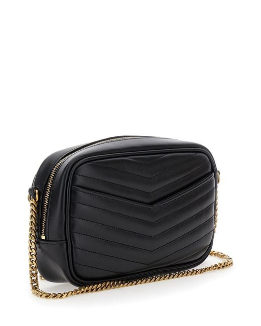 Saint Laurent Black 'Lou Mini' Crossbody Bag With Cassandre Detail