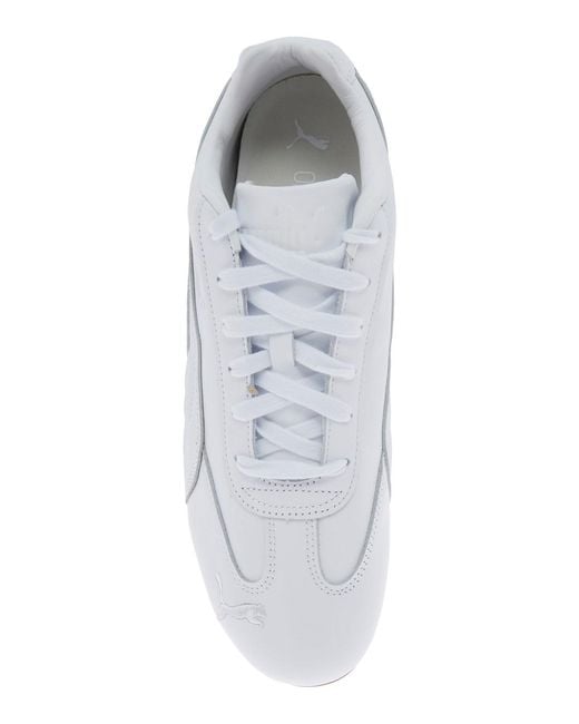 PUMA White 'Speedcat' Low Top Sneakers With Embossed Logo On The Tongue And Contrasting Sole