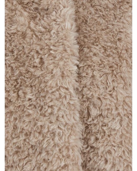 Herno Brown Faux Fur Coat With Pockets And High Collar