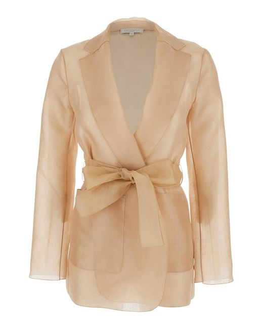 Antonelli Natural James Organza Jacket With Long Sleeves And Silk Front