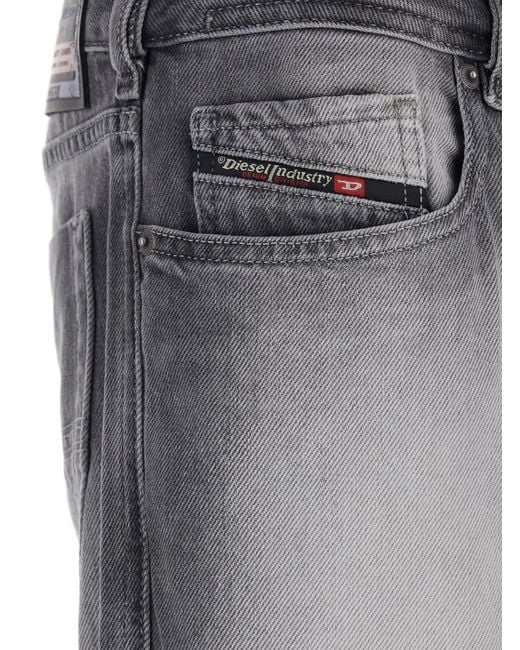 DIESEL Gray Five-Pocket Jeans With Faded Effect for men