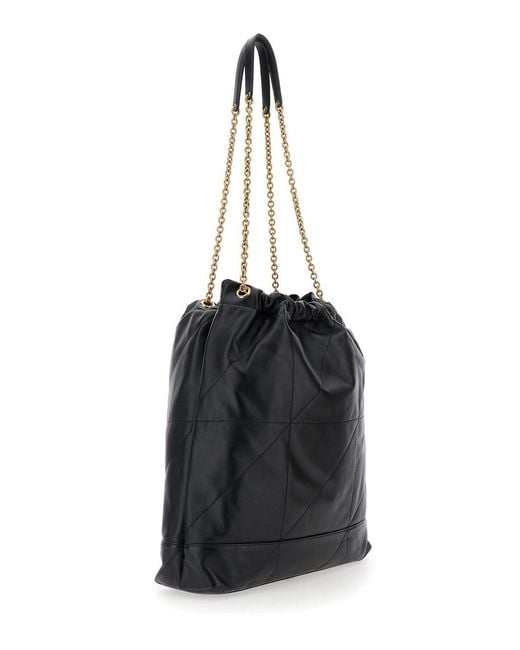 Saint Laurent Black Crossbody Bag 'Jamie' With Two Top Handles With Chain And Cassandre Plate On The Front