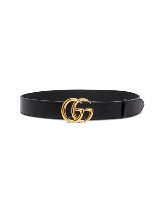 Gucci Black Leather Belt With Logo Buckle for men