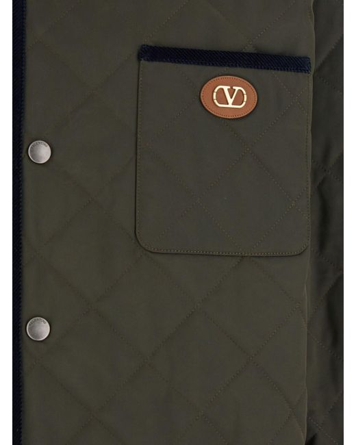 Valentino Black Quilted Jacket With Classic Contrasting Collar And Vlo for men