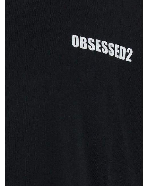 DSquared² Black T-Shirt With Logo On The Front for men