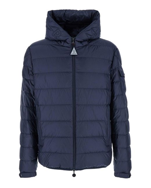 Piumino 'Najan' Con Cappuccio Fisso E Patch Logo Sulla Manica di Moncler in Blue da Uomo