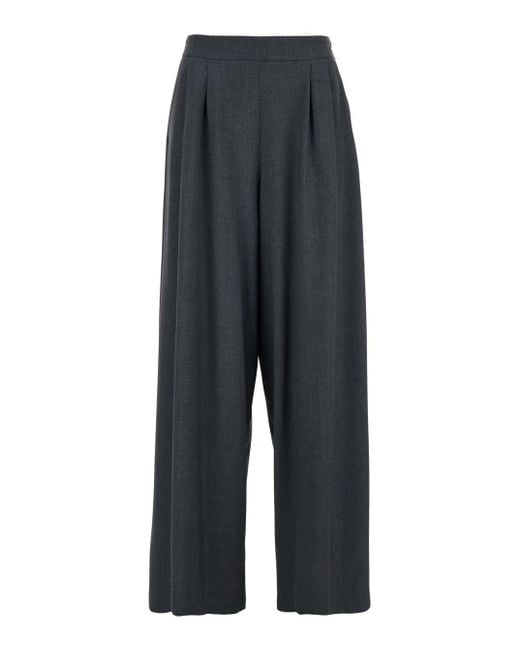 Le Plain Blue Pants With Semi-Elastic Waist And Oversize Design