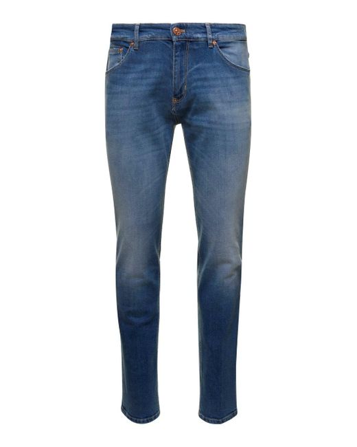 Jeans Slim A Vita Media di PT Torino in Blue da Uomo
