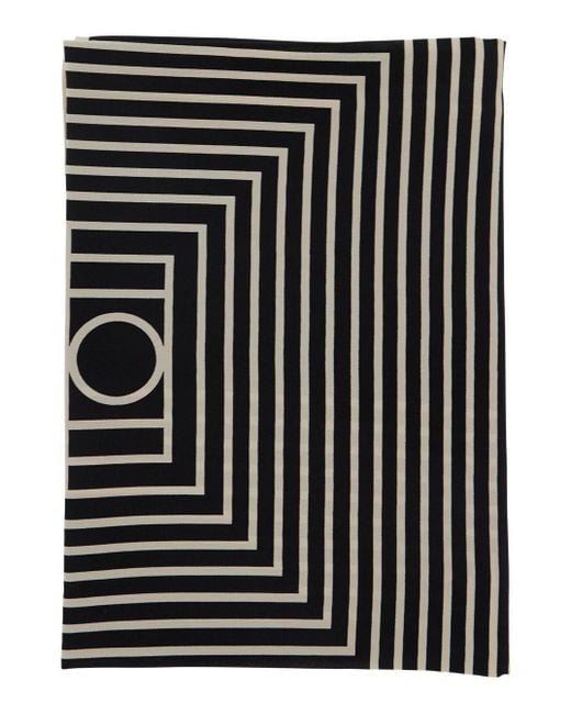 Totême  Black Square Scarf With Logo Print On The Front