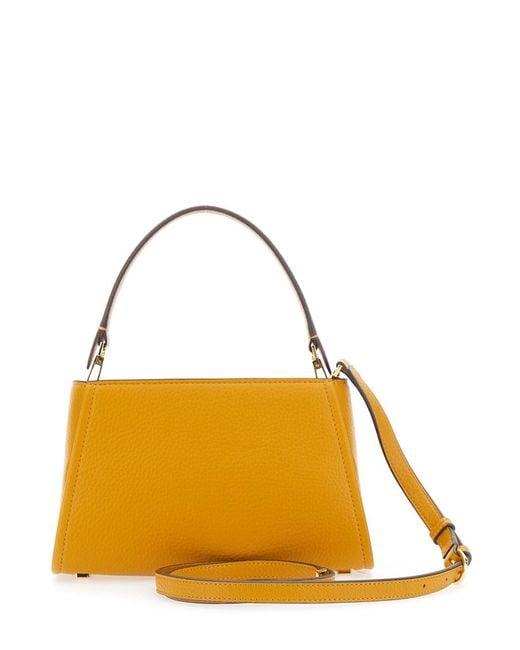 Elisabetta Franchi Metallic Ecoleather Handbag With Metal Details And Elegant F