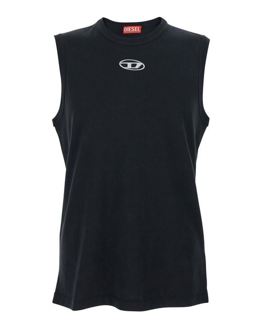 DIESEL Black 'T-Bisco-Iod' Sleeveless Top With Logo Detail On The Front for men
