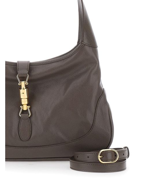Gucci Brown 'Jackie 1961' Shoulder Bag With Clasp Closure And Adjustable Strap